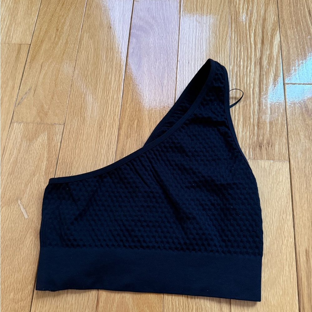 Black One-Shoulder Crop Top